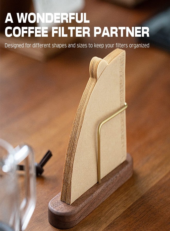 PUNNIO Coffee Filter Holder Storage, Wood & Brass Rack Coffee Filter Container for Coffee Bar/Home/Office, Compatible with #1/#2/#4/V60 Coffee Filter - Image 2